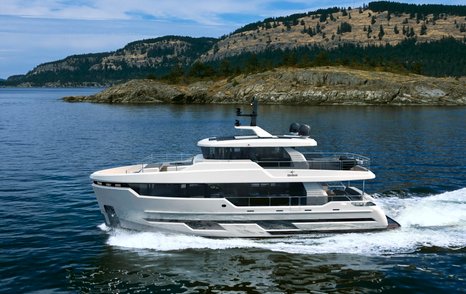 Bering 82 expedition yacht under way 