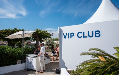 Overview of the entrance to the VIP area at the Cannes Yachting Festival