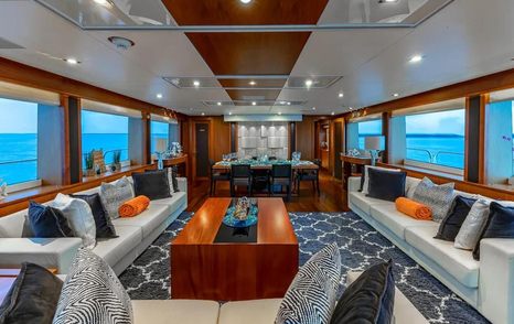 Sunseeker motor yacht Emrys main saloon lounge area 