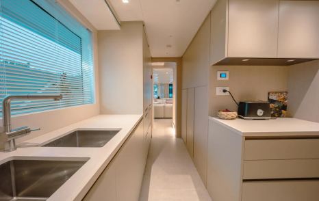 Sanlorenzo superyacht Our Aleph galley with large window 