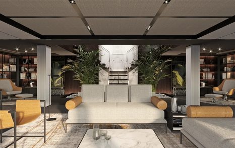 Rendering showing sofas and lounge area on LONTANO