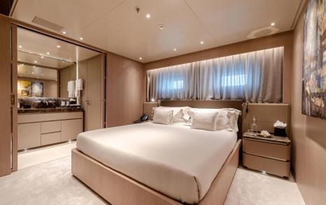 Tankoa superyacht Kinda guest cabin with large window 