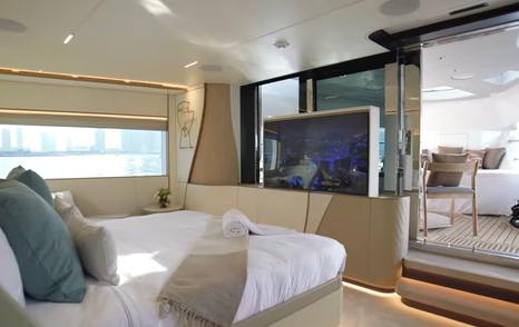 Gulf Craft superyacht Dil master cabin with private terrace  