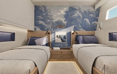 Moonen superyacht Lollipop guest cabin with twin beds 