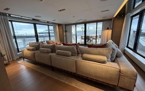  Sanlorenzo motor yacht Phoenician saloon lounge area view onto aft deck