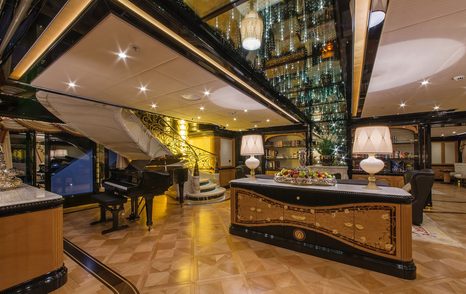 Superyacht I Dynasty interior with grand piano
