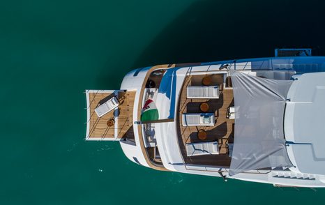 An aerial view of the ISA superyacht