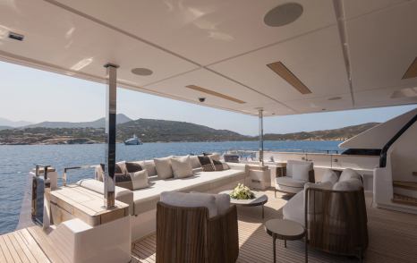 Motor Yacht Buongiorno aft shaded seating