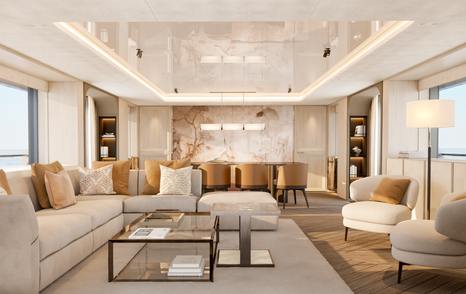 Rendering of superyacht Moon Cane main saloon