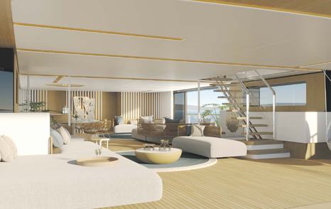 Rendering of Benetti Motopanfilo 45M motor yacht main saloon