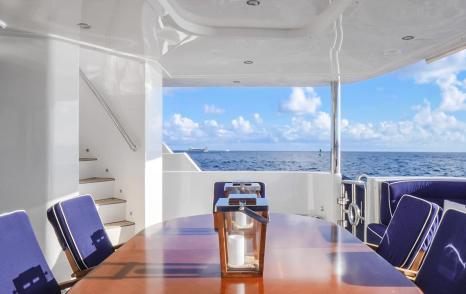 Superyacht Status Quo's main aft deck dining table