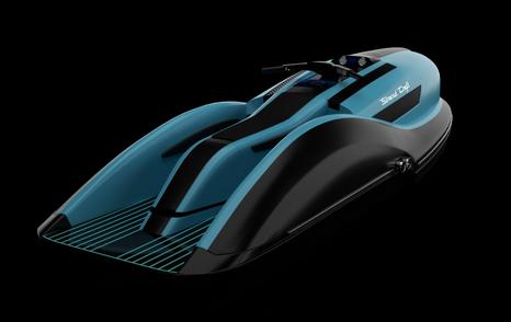 Aft view of Strand Craft V8 Wet Rod jet ski CGI on a black background