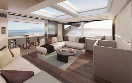 Rendering of Princes X90 motor yacht main salon