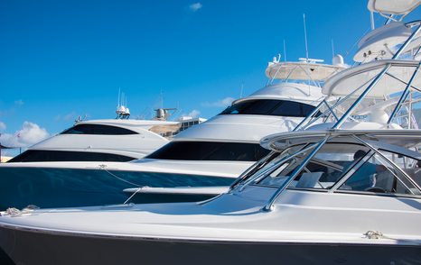 Yachts moored in a marina