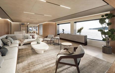 Rendering of Benetti B.Now 52M superyacht main saloon