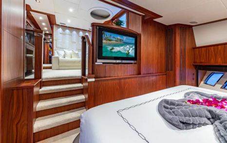 Sunseeker motor yacht Emrys master cabin with TV 