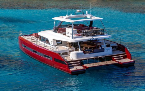 aft view of Lagoon Sixty7 power catamaran