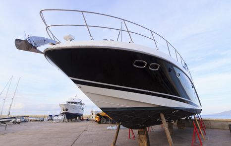 Yacht out of water for inspection