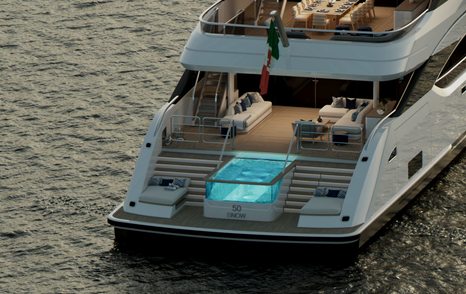 Exterior view of motor yacht ASANI with glass-fronted pool