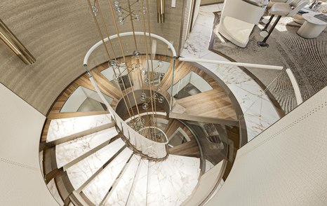 Rendering of Bilgin Yachts Superyacht Camila's spiral staircase