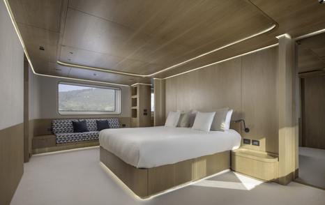 Mengi Yay superyacht Cabana master cabin with large window 