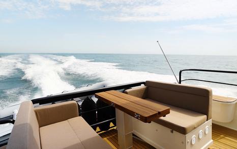 Nord Star 49+ cockpit dinette underway