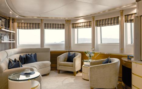 Superyacht Olympus master cabin private lounging area