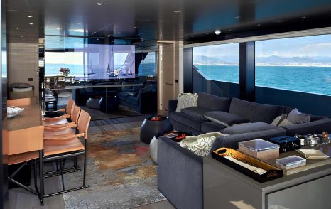 Sanlorenzo motor yacht Kapusha main saloon lounge and dining area