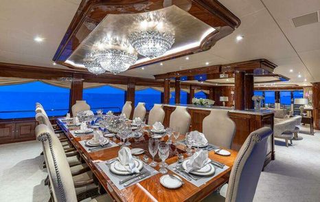 Superyacht Silver Lining's main saloon dining table 