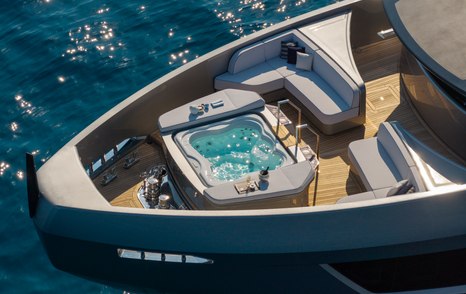 ISA yacht Fast Naan foredeck with jacuzzi 