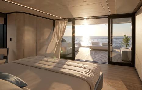 Azimut Grande 44M superyacht master cabin glass sliding doors 