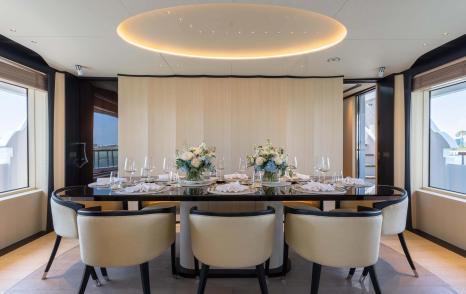Superyacht Bella Vita indoor formal dining area 