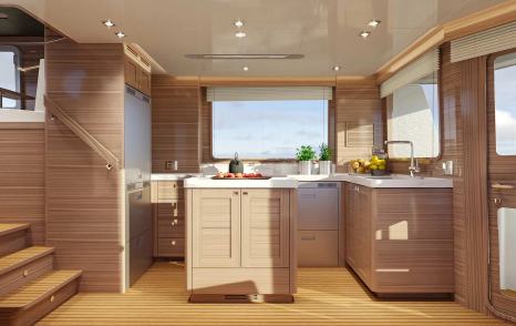 Next-Gen Nordhavn 46 Motor Yacht salon galley
