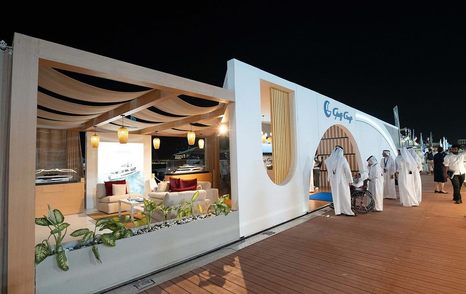 Exterior of Gulf Craft exhibit at the Qatar Boat Show