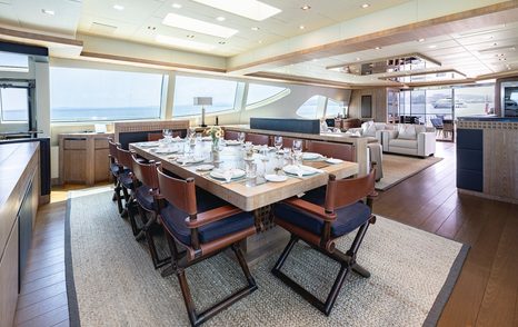 Superyacht Royale X main saloon dining area