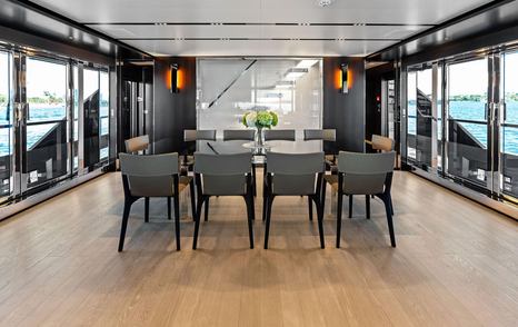 Riva yacht Tenacious main saloon dining area 
