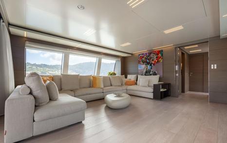  Custom Line motor yacht Kiki V upper deck lounge 