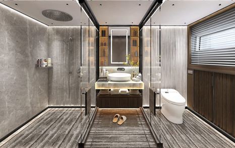 Bering 88 motor yacht en suite with glass shower 