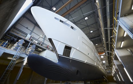 Side view of Heesen Project Pollux in hangar