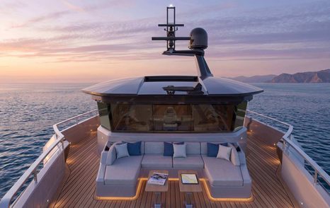 Rendering of Antonini Navi XPD95 Motor Yacht foredeck with U-shaped seating 