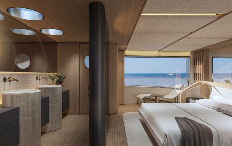 Rendering of Bellini Eternal 36 motor yacht master cabin