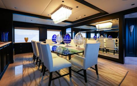 Trinity superyacht Mirabella main saloon dining area 