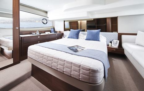 Master cabin on a Princess F50 yacht