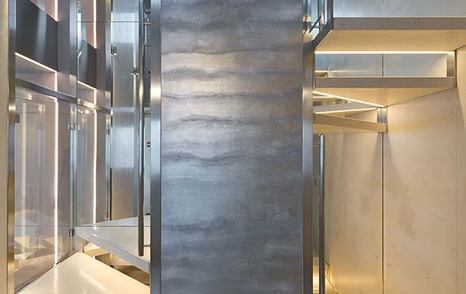 Superyacht Flying Dagger III interior stairway with LED lighting