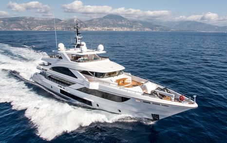Gulf Craft Majesty 140 superyacht under way 