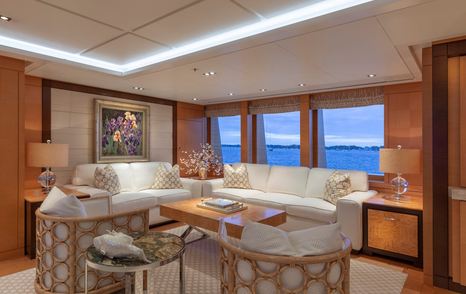 Superyacht Bella Vita interior sofa and seating area