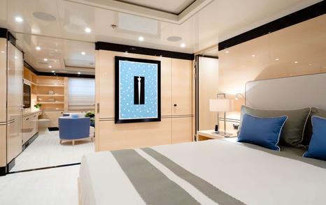 Amels superyacht Step One master cabin with lounge 