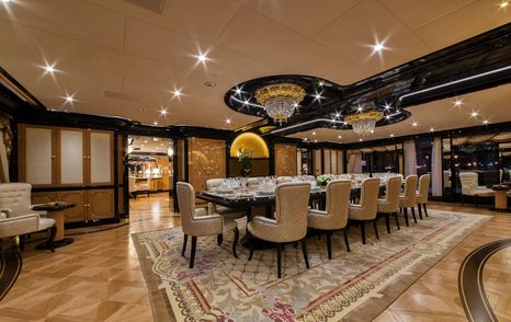 Superyacht I Dynasty main saloon dining area 