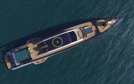 View of superyacht concept BOSS from above