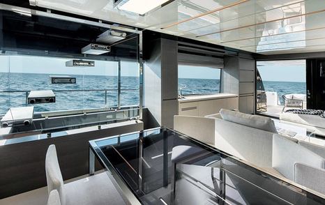 Motor yacht Alhambra I main saloon dining area 